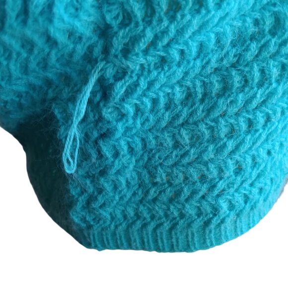 Medium Vintage Sleeveless Turtleneck Sweater 1960's Bulky Lansing Turquoise Mod - Picture 7 of 7